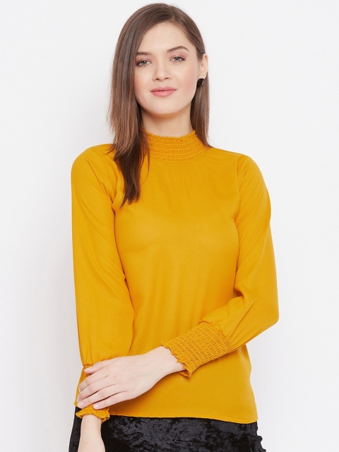 

Purple Women Mustard Solid High Neck Top