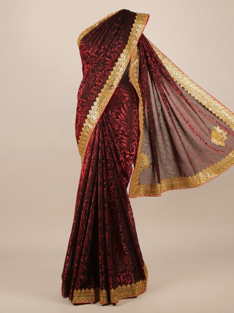 

Pothys Maroon & Gold-Coloured Jute Silk Woven Design Saree