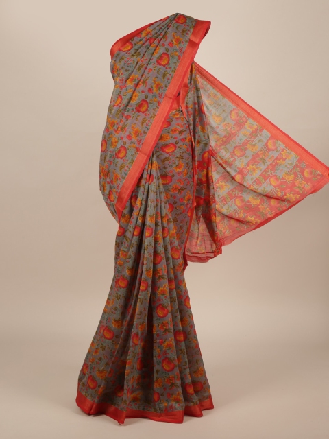 

Pothys Grey Printed Jute Silk Saree