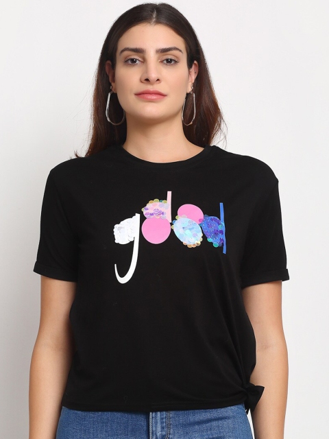 

Global Republic Black & Blue Printed Regular Top