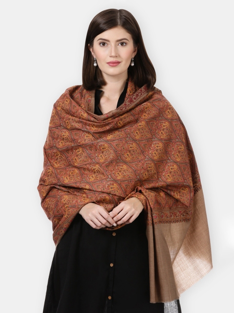 

Pashtush Women Orange & Red Embroidered Shawl