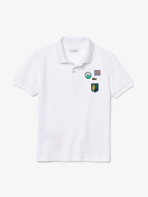 

Lacoste Boys White Solid Polo Collar T-shirt