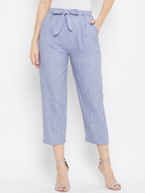 

Baani Creations Women Blue Regular Fit Solid Peg Trousers