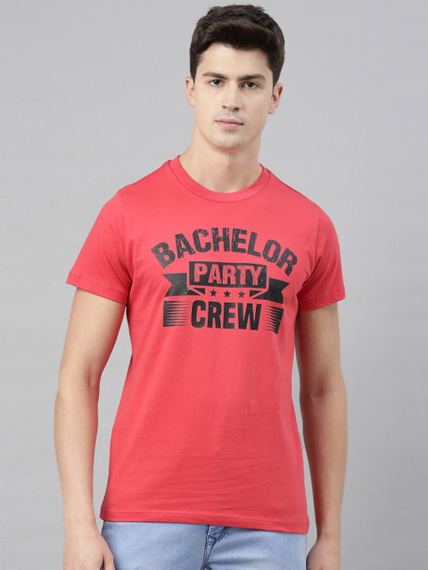 

QUANCIOUS Men Coral Printed Round Neck Sustainable T-shirt