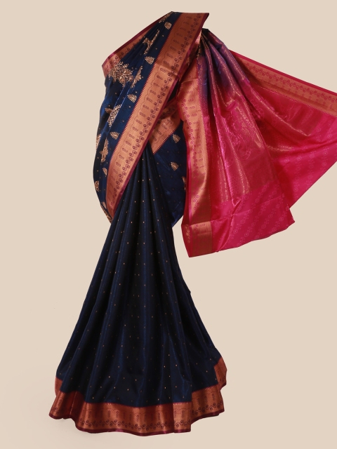 

Pothys Navy Blue & Red Art Silk Woven Design Saree