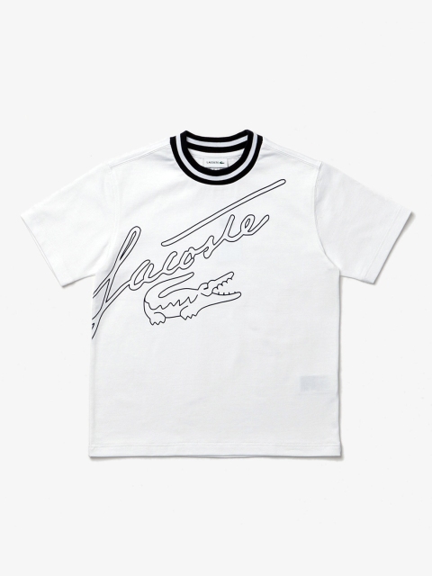 

Lacoste Boys White Printed Pure Cotton Round Neck T-shirt