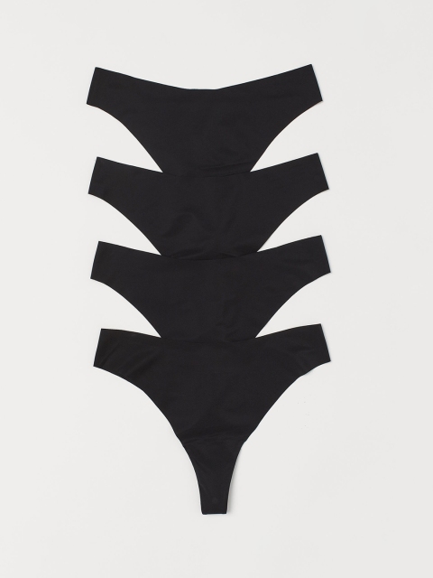 

H&M Women Black Solid 4-Pack Brazilian Briefs 0972727001