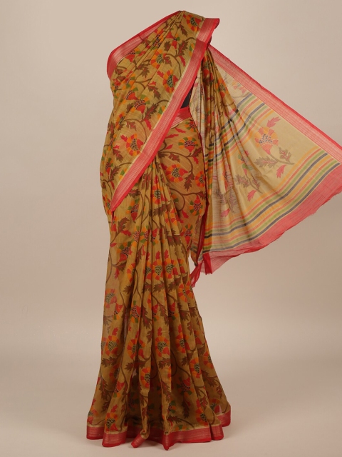 

Pothys Brown Printed Jute Silk Saree