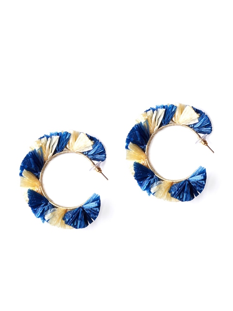 

Foxy Sperks Blue & Yellow Circular Half Hoop Earrings