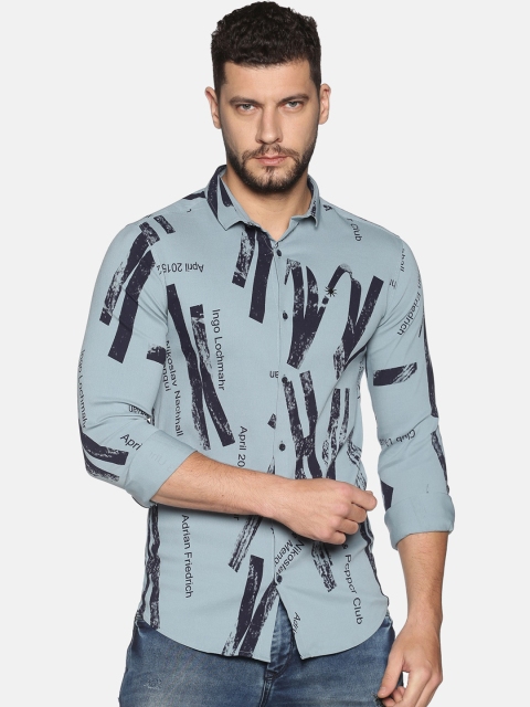 

SHOWOFF Men Blue Slim Fit Printed Cotton Casual Shirt