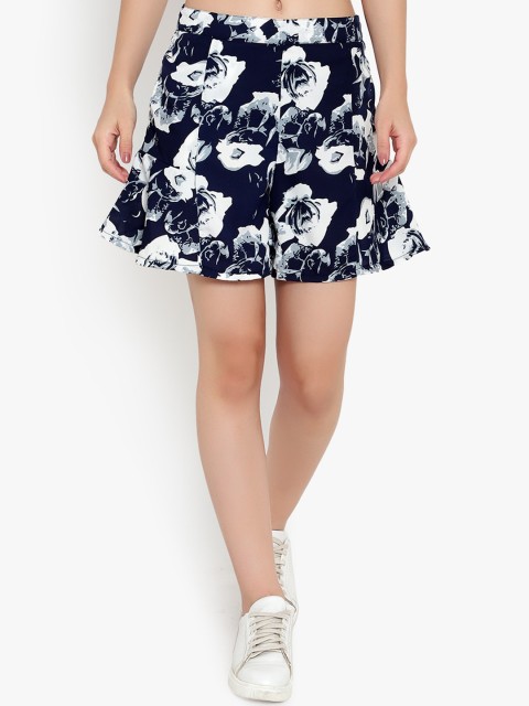 

Meee Women Navy Blue Printed Loose Fit Regular Shorts