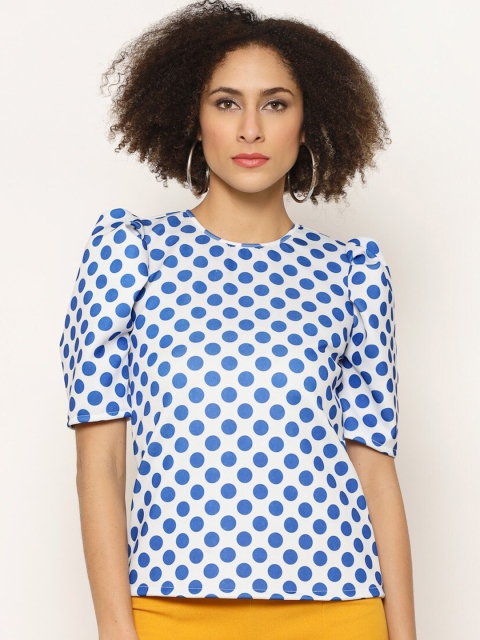 

Twenty3 Blue & White Printed Regular Top