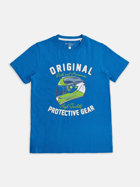 

POPPERS by Pantaloons Boys Blue Printed Cotton Round Neck T-shirt
