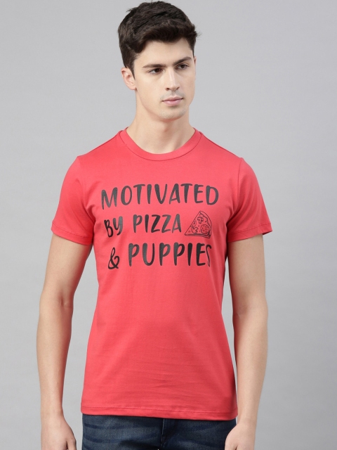 

QUANCIOUS Men Coral Printed Round Neck Sustainable T-shirt