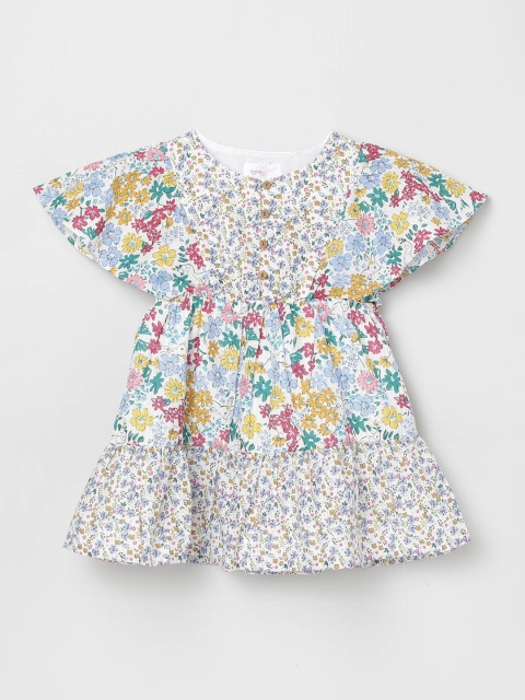 

max Girls White Printed Cotton Fit and Flare Dress