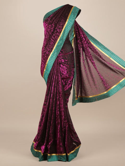 

Pothys Burgundy & Black Jute Silk Woven Design Saree