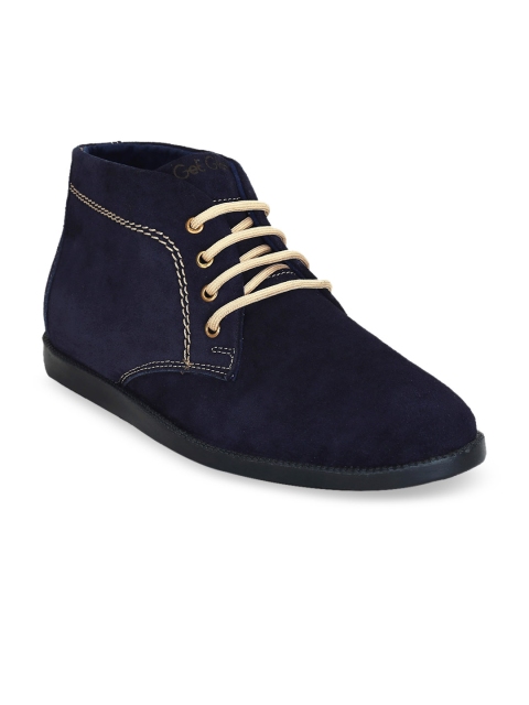 

Get Glamr Men Navy Blue Suede Flat Boots