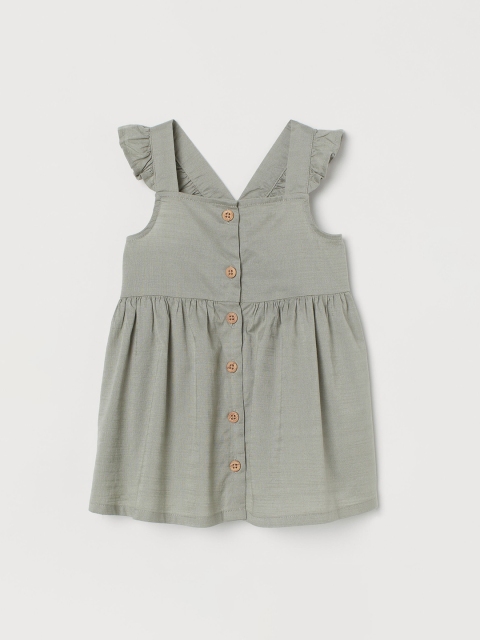 

H&M Girls Green Solid Cotton Dress
