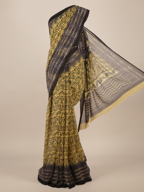 

Pothys Yellow & Black Poly Chiffon Printed Saree