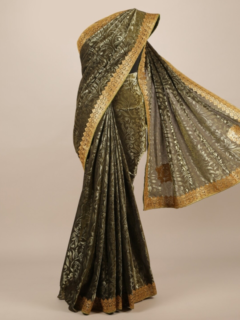 

Pothys Green Printed Jute Silk Saree