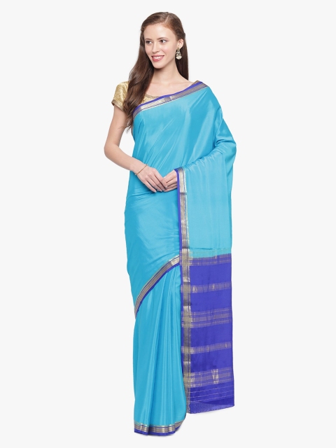 

Sudarshan Silks Blue Pure Silk Solid Mysore Silk Saree