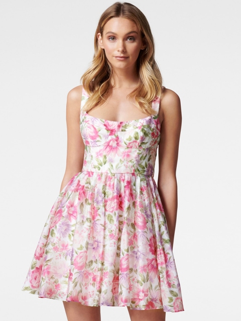 

Forever New Women Pink Printed Fit and Flare Dress
