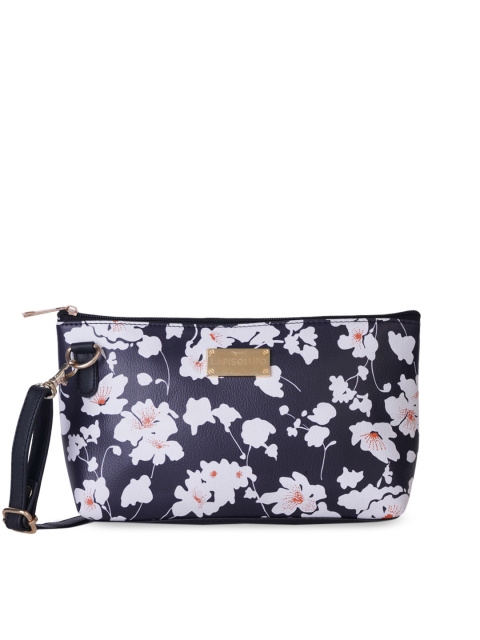 

Lapis O Lupo Navy Blue & Off-White Floral Printed Sling Bag