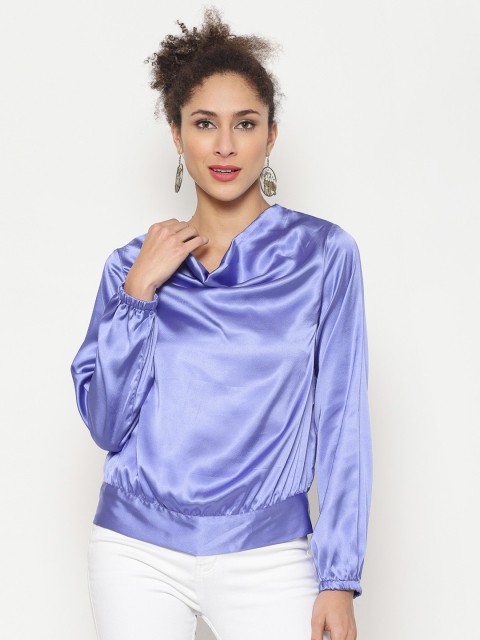 

Twenty3 Purple Cowl Neck Satin Regular Top