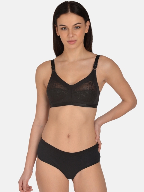 

mod & shy Women Black Solid Lacy Lingerie Set MS271
