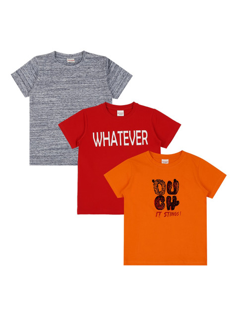

RAINE AND JAINE Boys Set Of 3 Printed Round Neck T-shirt, Red