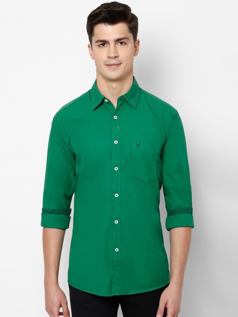 

Solly Jeans Co. Men Green Regular Fit Solid Casual Cotton Shirt