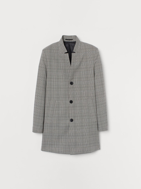 

H&M Men Grey Checked Patterned Coat