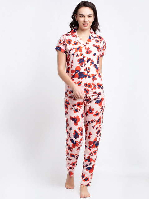 

Boston Club Women Pink & Blue Printed Night suit