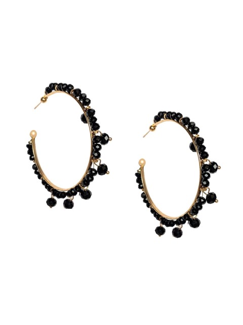 

Foxy Sperks Black Circular Half Hoop Earrings