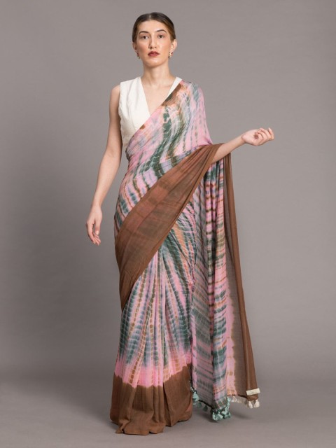 

Suta Pink Dyed Cotton Blend Saree