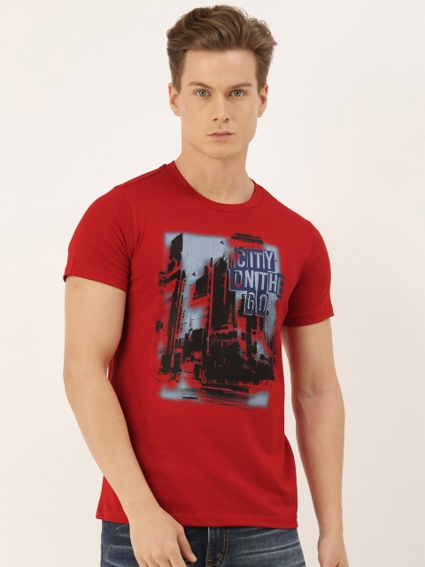 

QUANCIOUS Men Red & Black Printed Organic Cotton Sustainable T-shirt