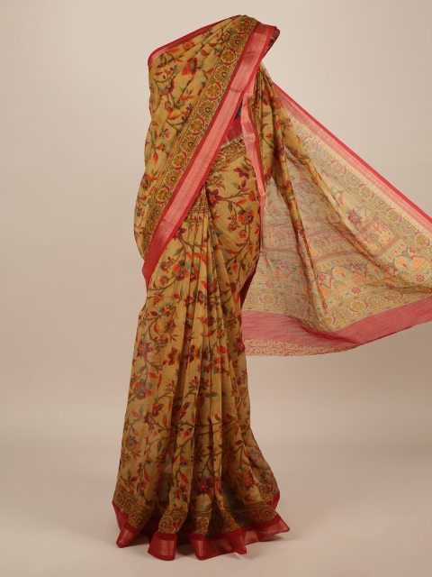 

Pothys Brown & Pink Jute Silk Printed Saree
