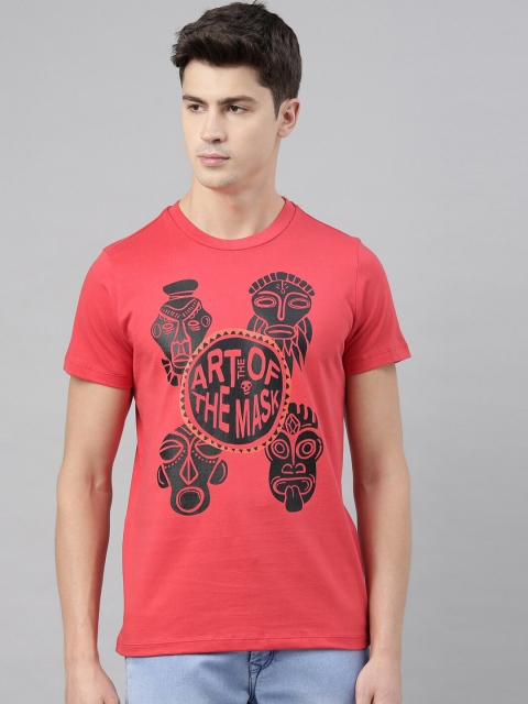 

QUANCIOUS Men Coral Printed Round Neck Organic Cotton T-shirt