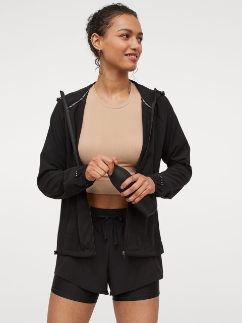 

H&M Women Black Double-Layered Sports Shorts