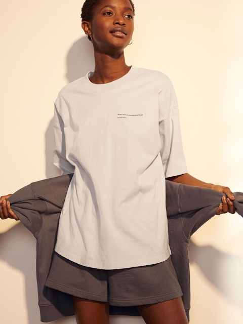 

H&M Women Grey Cotton Sweatshirt Shorts