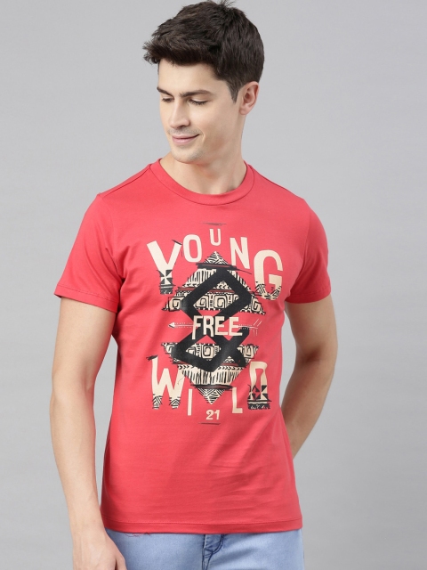 

QUANCIOUS Men Coral Printed Round Neck Organic Cotton Sustainable T-shirt