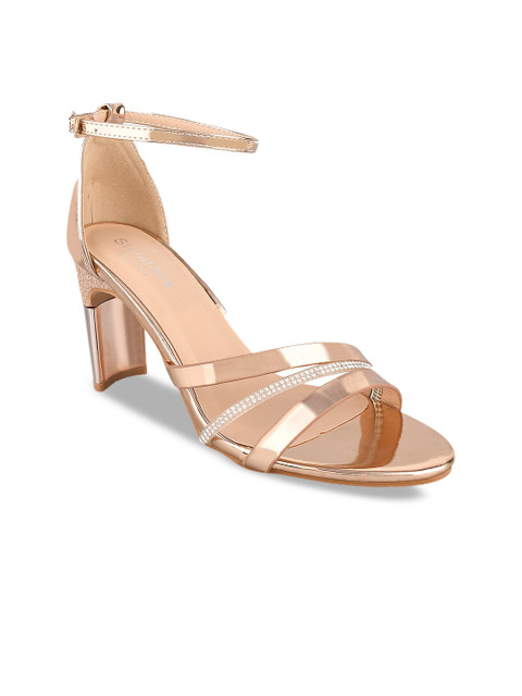 

Stelatoes Women Champagne Embellished Heel Sandals