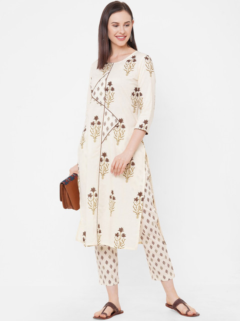 

Aprique FAB Women Off-White Printed Kurta with Salwar