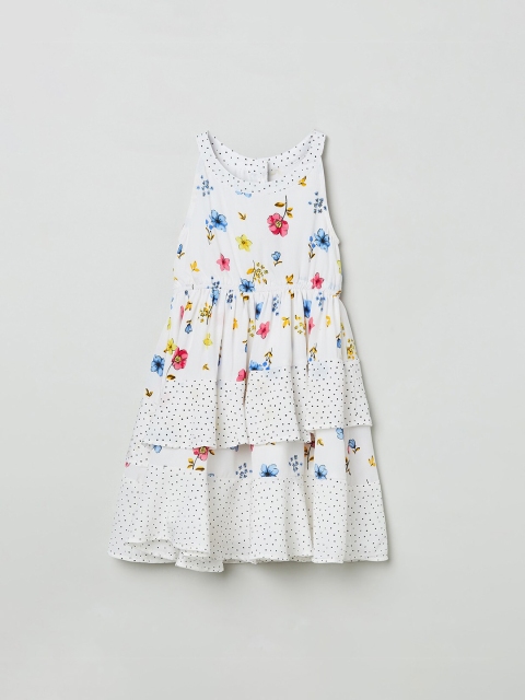 

max Girls White Printed A-Line Dress