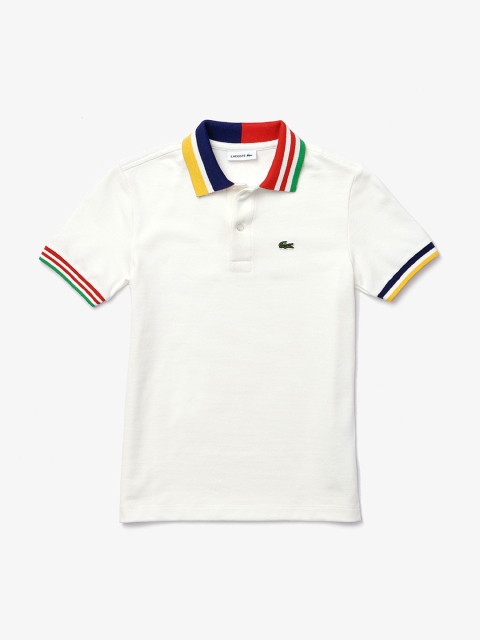 

Lacoste Boys White Solid Polo Collar T-shirt