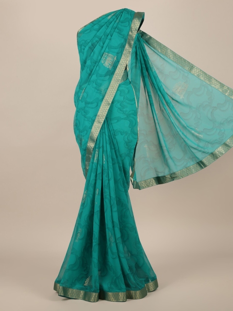 

Pothys Blue Woven Design Poly Chiffon Saree