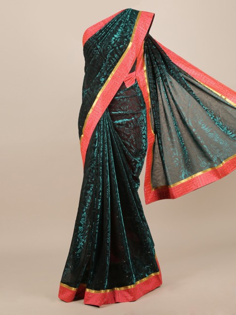 

Pothys Turquoise Blue & Black Jute Silk Woven Design Saree