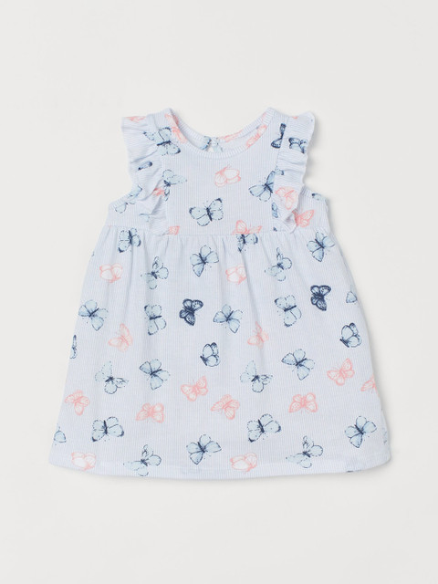 

H&M Girls Blue Flounce-Trimmed Jersey Dress
