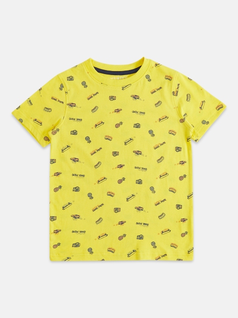 

Pantaloons Junior Boys Yellow Printed Round Neck T-shirt