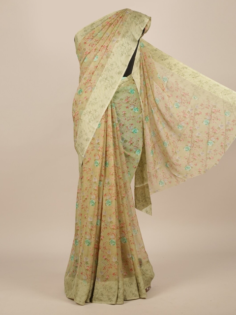 

Pothys Green Printed Poly Chiffon Saree